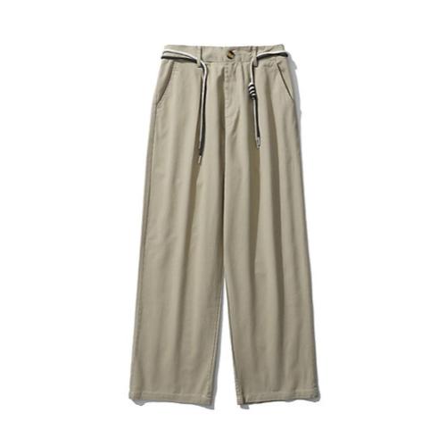 Casual plus size non-stretch solid pocket straight cargo pants size run small