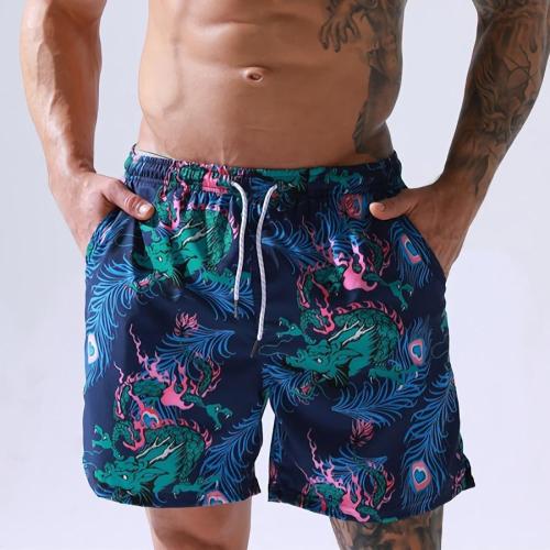 Beach plus size chinese dragon printing with lined surfing swim shorts