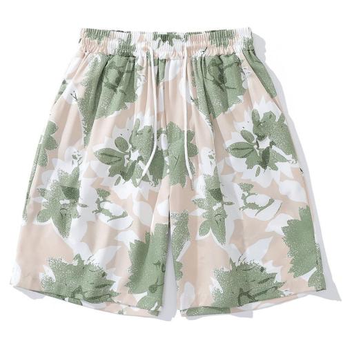 Casual plus size non-stretch batch printing pocket shorts size run small