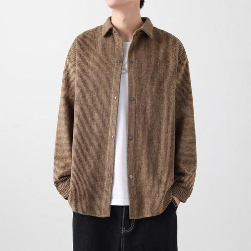 Casual plus size non-stretch corduroy single-breasted jacket
