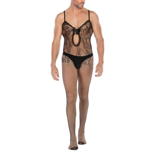 Sexy stretch sling fishnet jacquard lace bow hollow teddy collection(no thong)