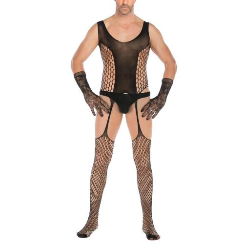 Sexy stretch with gloves mesh fishnet hollow garter teddy collection(no thong)