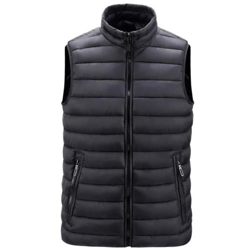 Stylish plus size non-stretch solid color zip-up pocket warm vest