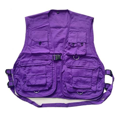 Stylish plus size non-stretch solid color pocket cargo vest size run small