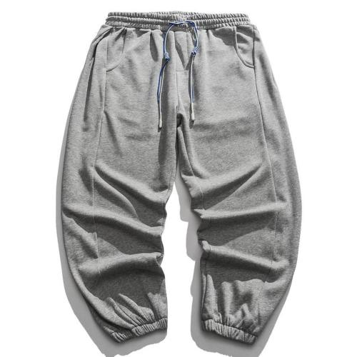 Stylish non-stretch solid pocket drawstring loose sweatpants size run small