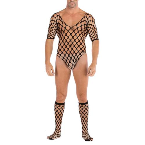 Sexy stretch fishnet hollow teddy collection(with stockings,no thong)