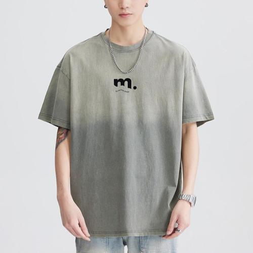 M-7xl plus size slight stretch letter print gradient t-shirt size runs small#1
