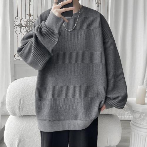 Casual plus size non-stretch solid loose jacquard sweatshirts size run small