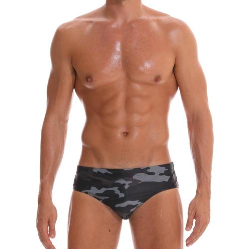 Plus size camo printing padded tie-waist triangle stylish swim trunks