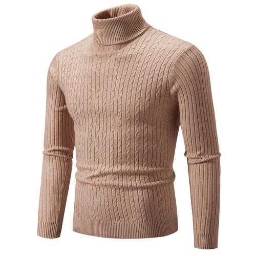 Stylish plus size slight stretch 14 colors solid high collar knitted sweater