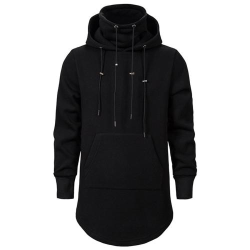 Stylish plus size non-stretch solid color high collar hooded loose sweatshirts