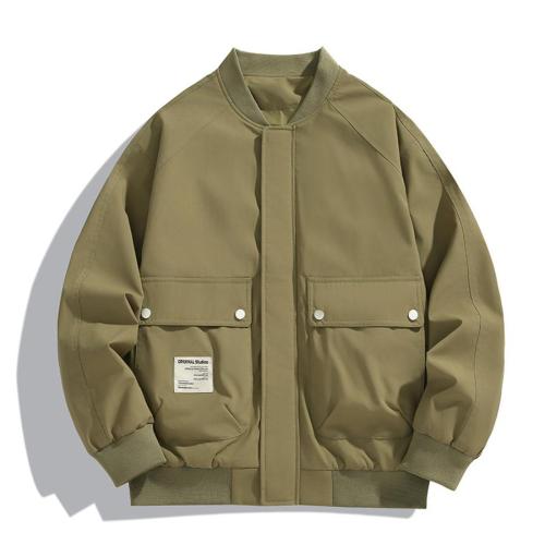 Stylish plus size non-stretch zip-up pocket jacket size run small