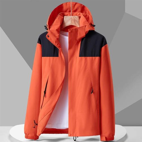 Casual plus size non-stretch contrast color outdoor jacket size run small