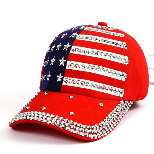 American flag print one pc denim 3 colors rhinestone casual baseball hat 58-60cm