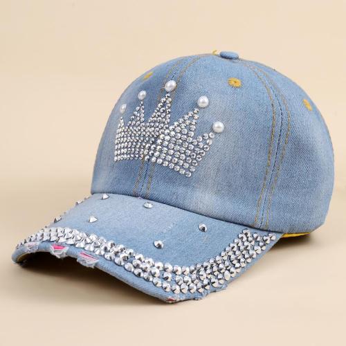 One pc denim two colors rhinestone pearl crown casual baseball cap 58-60cm