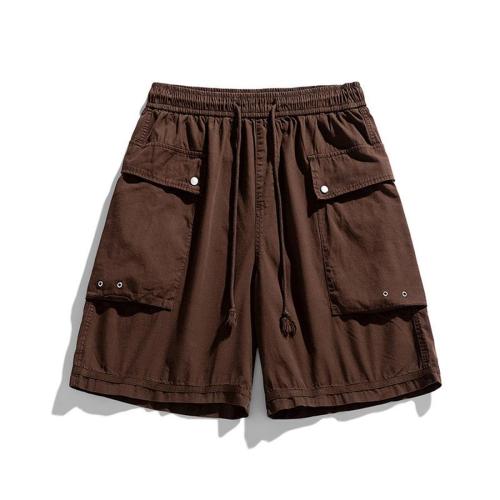 Casual plus size non-stretch solid color loose cargo shorts size run small
