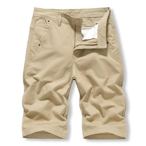 Casual plus size non-stretch solid color all-match cargo shorts size run small