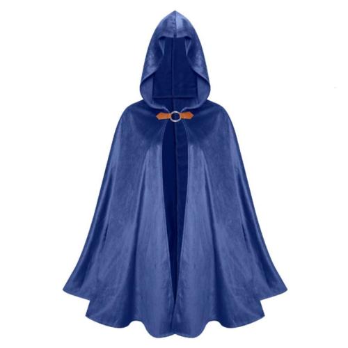 Halloween retro non-stretch suede fabric hooded cape costume
