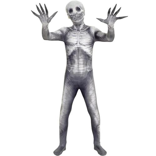 Halloween slight-stretch terror cosplay skeleton costume(with mask)