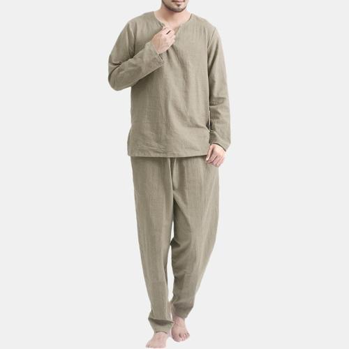 Casual plus size non-stretch solid pocket loose breathable homewear sets