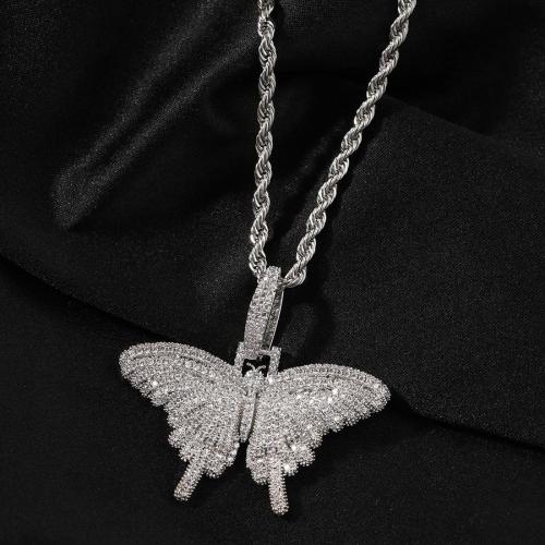 One pc new stylish butterfly rhinestone stainless steel necklace(length:60cm)