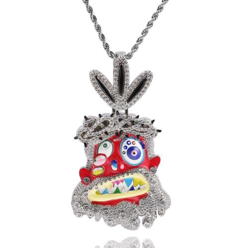 One pc hip hop stainless steel multicolor dripping oil necklace(length:60cm)