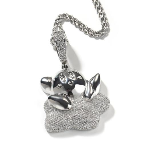 One pc hip hop stainless steel rhinestone cartoon pendant necklace(length:60cm)