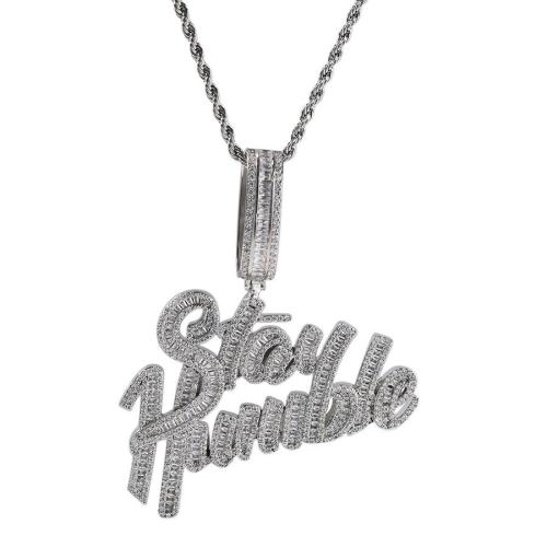 One pc hip hop stainless steel letter rhinestone necklace(length:60cm)