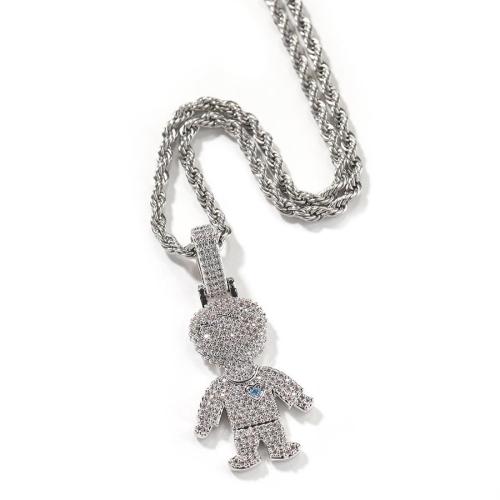 One pc rhinestone stainless steel cartoon couple models necklace(length:60cm)
