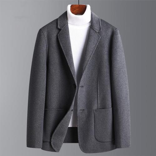 Elegant plus size non-stretch solid wool blazer size run small