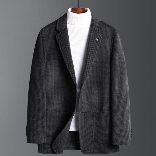 Elegant plus size non-stretch simple solid wool blazer size run small