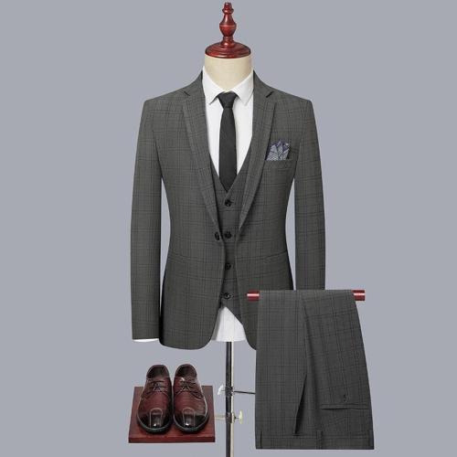 Elegant plus size non-stretch solid vest blazer three piece set size run small