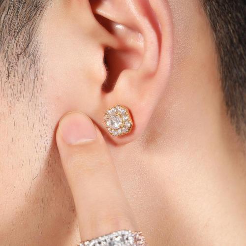 One pc hip hop rhinestone square earrings(length:10mm)