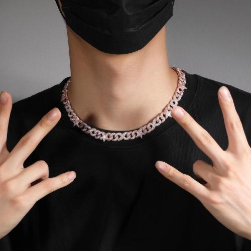 One pc hip hop rhinestone pentagram hip hop necklace(length:46cm)