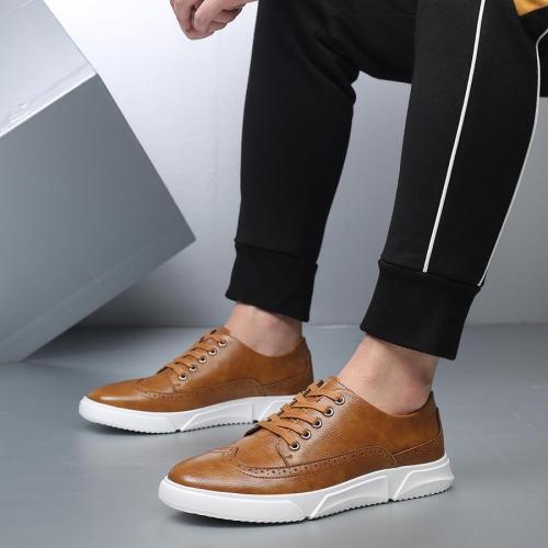 Stylish 3 colors solid color lace-up brogue carving loafers