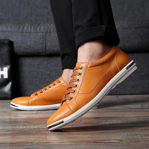 Stylish 5 colors solid color pu lace-up breathable loafers