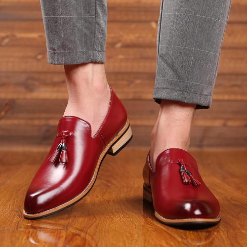 Elegant simple solid color tassel pu dress shoes