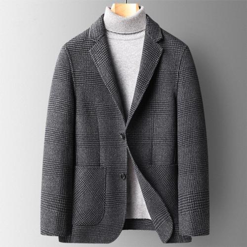 Elegant plus size non-stretch jacquard woolen blazer size run small