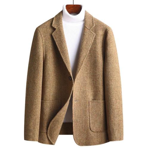 Elegant plus size non-stretch houndstooth wool blazer size run small