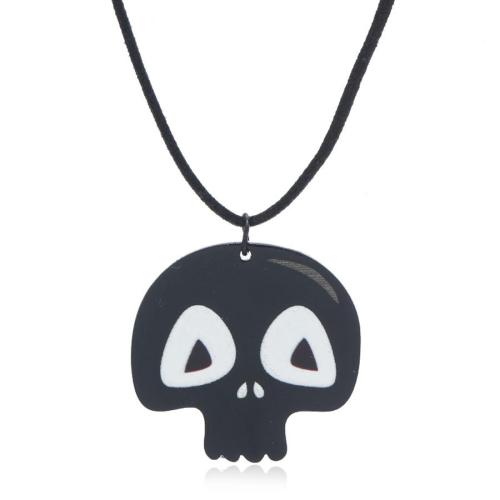 Halloween acrylic funny skull necklace(length:46+4 cm)