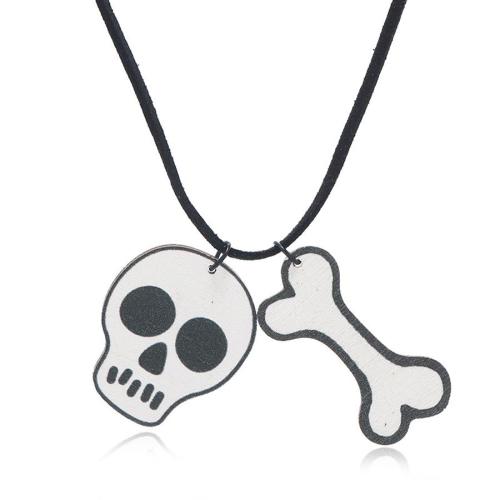 Halloween acrylic bone skull necklace(length:46+5 cm)