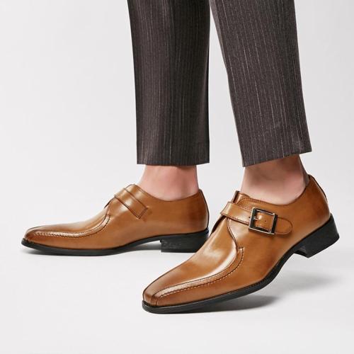 Elegant 2 colors pu buckle non-slip point toe dress shoes