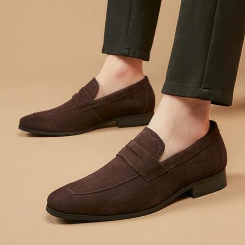 Stylish 2 colors simple solid color suede matte non-slip loafers