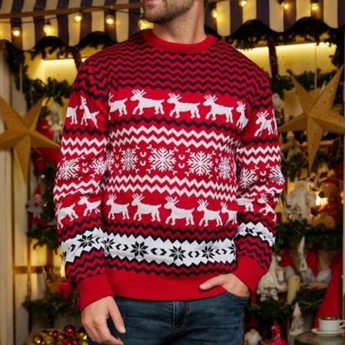 Christmas style slight stretch knitted two colors all-match sweater