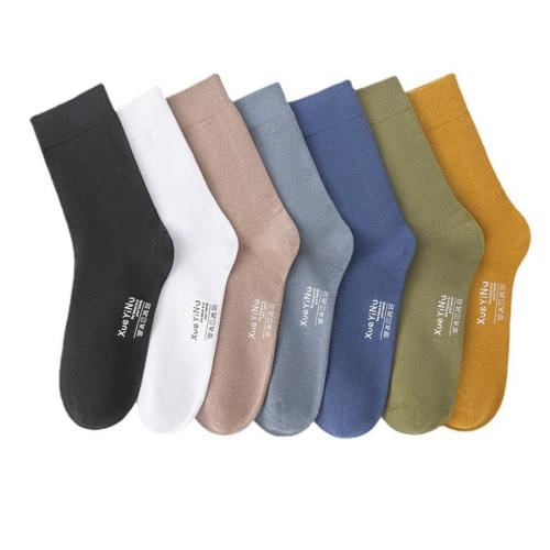 One pair new 7 colors cotton letter printing stretch sport crew socks