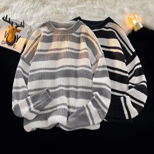 Plus size slight stretch striped loose knitted sweaters size run small