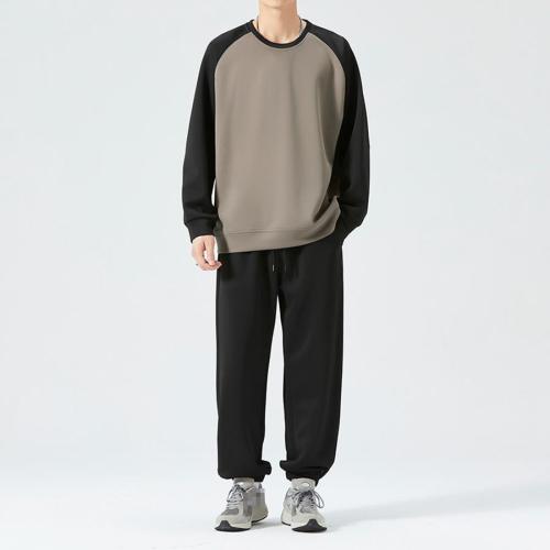 Plus size non-stretch contrast color sweatshirts pants sets size run small