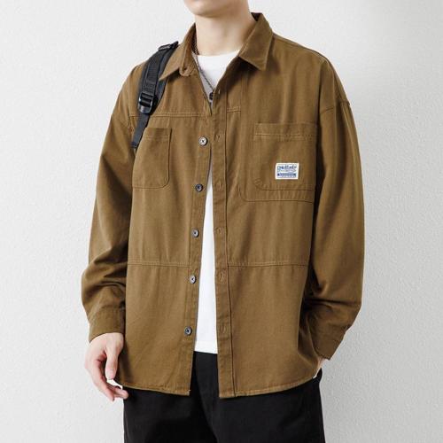 Casual plus size non-stretch cotton button pocket jacket size run small