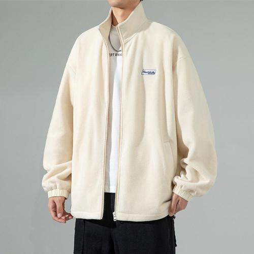Casual plus size non-stretch polar fleece zip-up loose jacket size run small
