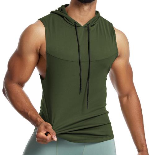 Sports plus size slight stretch 4 colors breathable hooded fitness vest